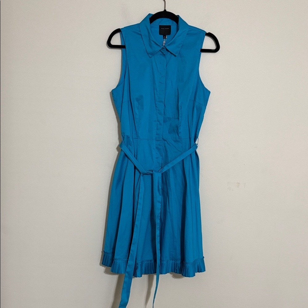 Alex Marie Turquoise Sleeveless Mini Dress women 8 buttons down casual office